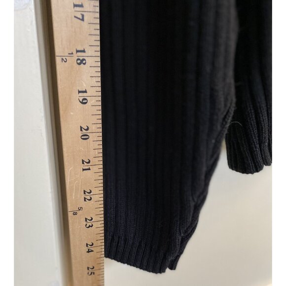 Mens Sz L Black Cubavera Zip Suede Front Ribbed Knit Sweater Jacket Retro EUC - Picture 6 of 9